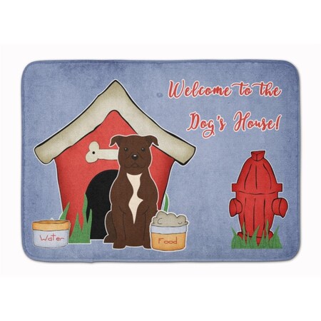 Carolines Treasures Dog House Bull Terrier Chocolate Machine Washable Memory Foam Mat BB2802RUG
